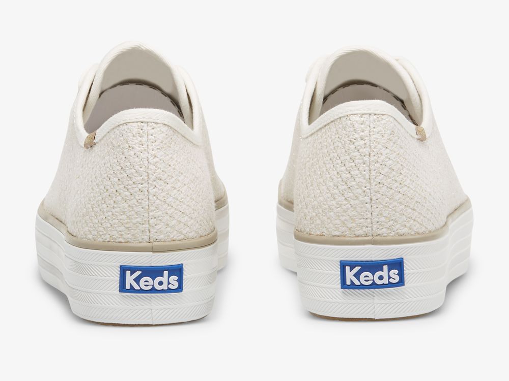 Dámské Tenisové Boty Keds Triple Kick Metallic Woven Krém Zlaté | CZ-20806