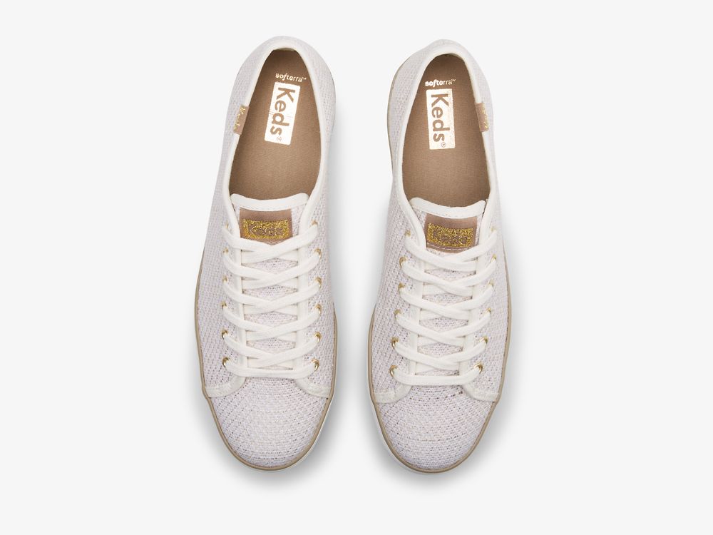 Dámské Tenisové Boty Keds Triple Kick Metallic Woven Krém Zlaté | CZ-20806