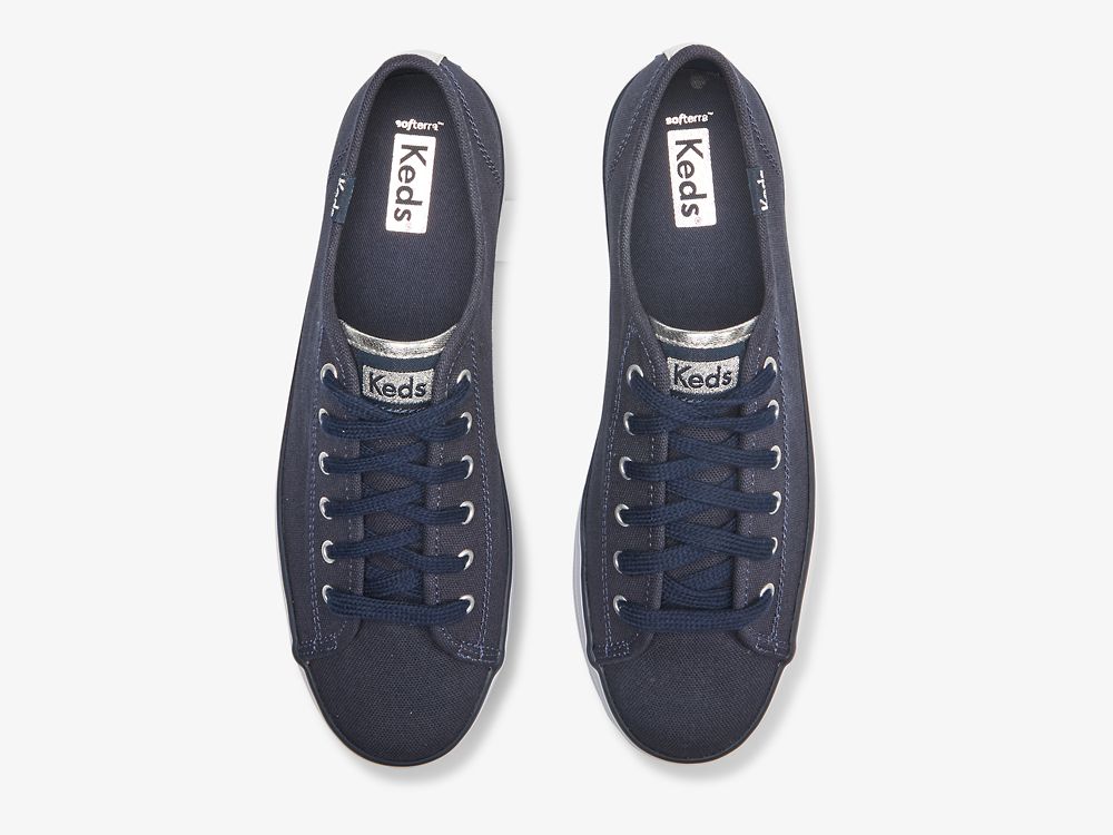 Dámské Tenisové Boty Keds Triple Up Platene Tmavě Blankyt Stříbrné | CZ-31631