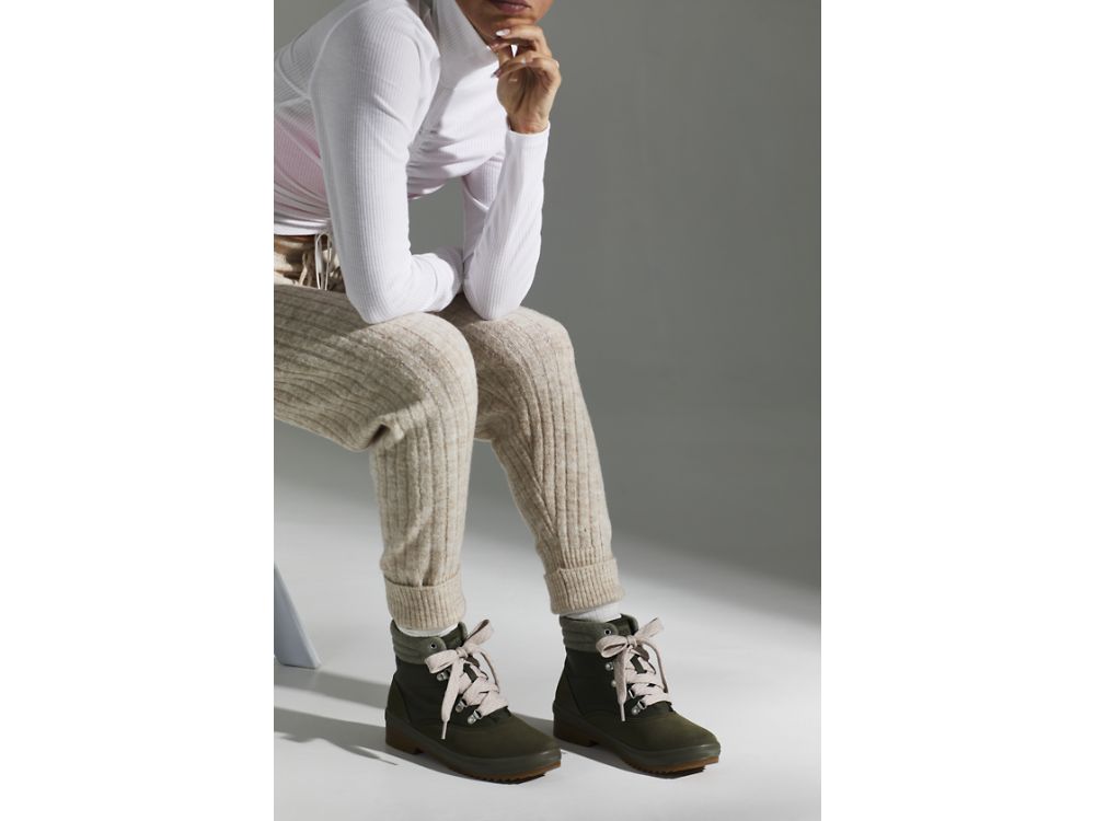 Dámské ŠněrovacíBoty Keds Camp Boot Semišové & Splash Twill w/ Thinsulate™ Olivy Zelené | CZ-90731