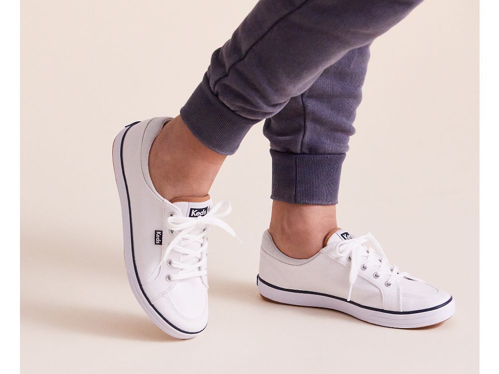 Dámské ŠněrovacíBoty Keds Center II Platene Stripe Bílé | CZ-25690