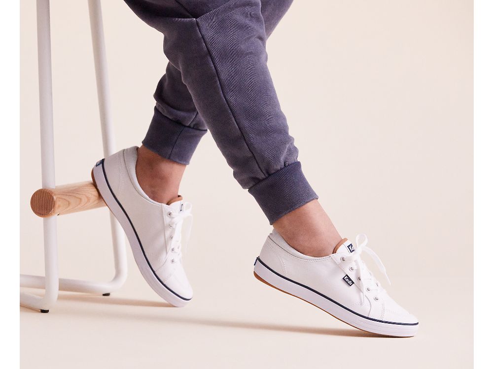 Dámské ŠněrovacíBoty Keds Center II Platene Stripe Bílé | CZ-25690