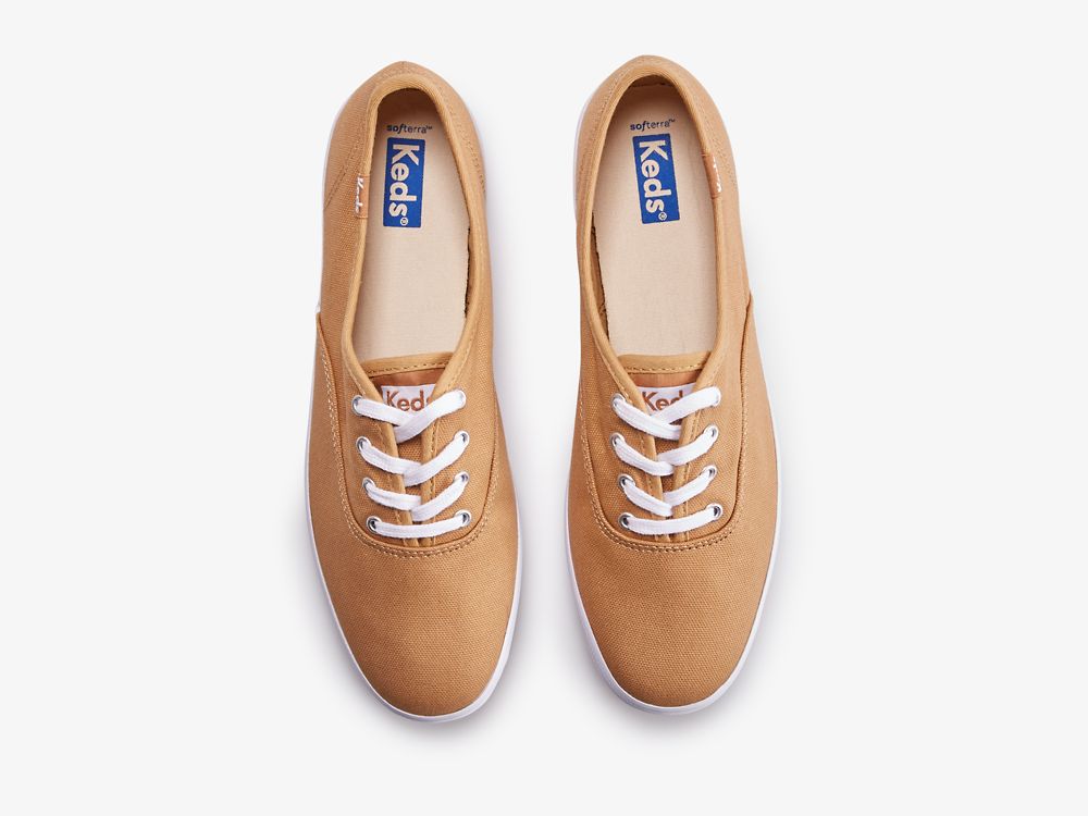 Dámské ŠněrovacíBoty Keds Champion Feat. Organic Bavlněné Hnědé | CZ-58462