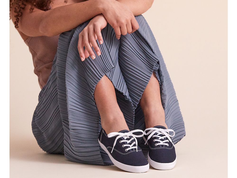 Dámské ŠněrovacíBoty Keds Champion Feat. Organic Bavlněné Tmavě Tmavě Blankyt | CZ-97712