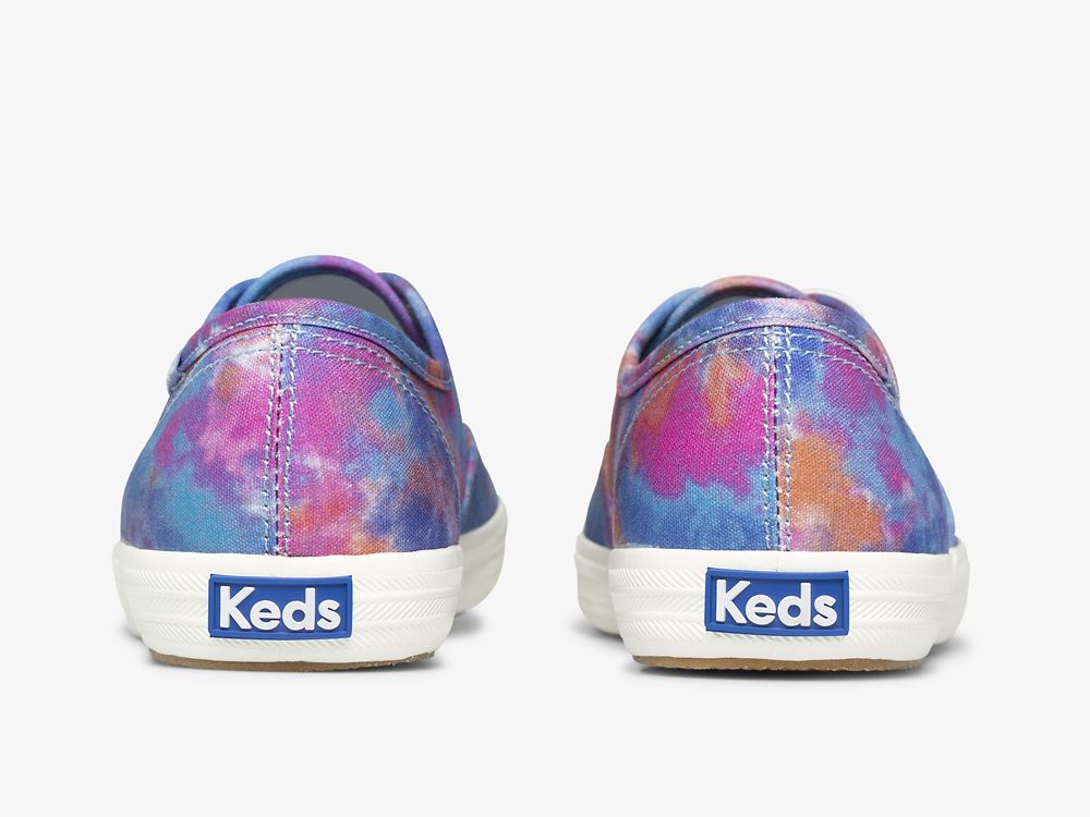 Dámské ŠněrovacíBoty Keds Champion Platene Tie Dye Blankyt Růžové | CZ-15884