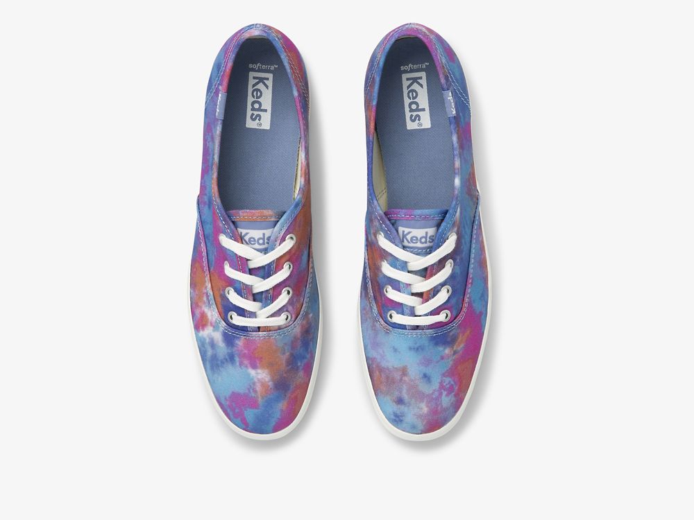 Dámské ŠněrovacíBoty Keds Champion Platene Tie Dye Blankyt Růžové | CZ-15884