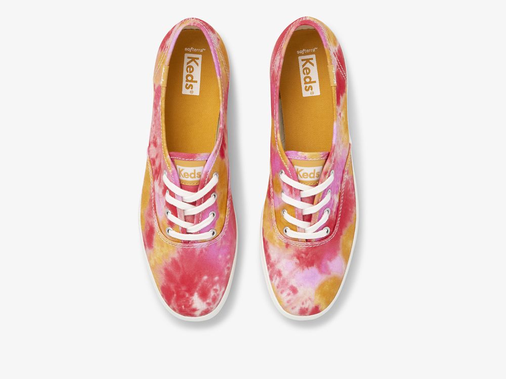 Dámské ŠněrovacíBoty Keds Champion Platene Tie Dye Růžové Oranžové | CZ-72895