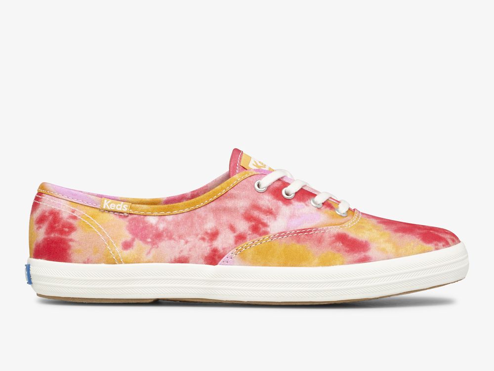 Dámské ŠněrovacíBoty Keds Champion Platene Tie Dye Růžové Oranžové | CZ-72895