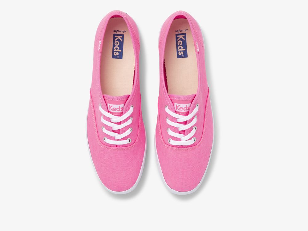 Dámské ŠněrovacíBoty Keds Champion Platene Neon Washable Růžové | CZ-79227