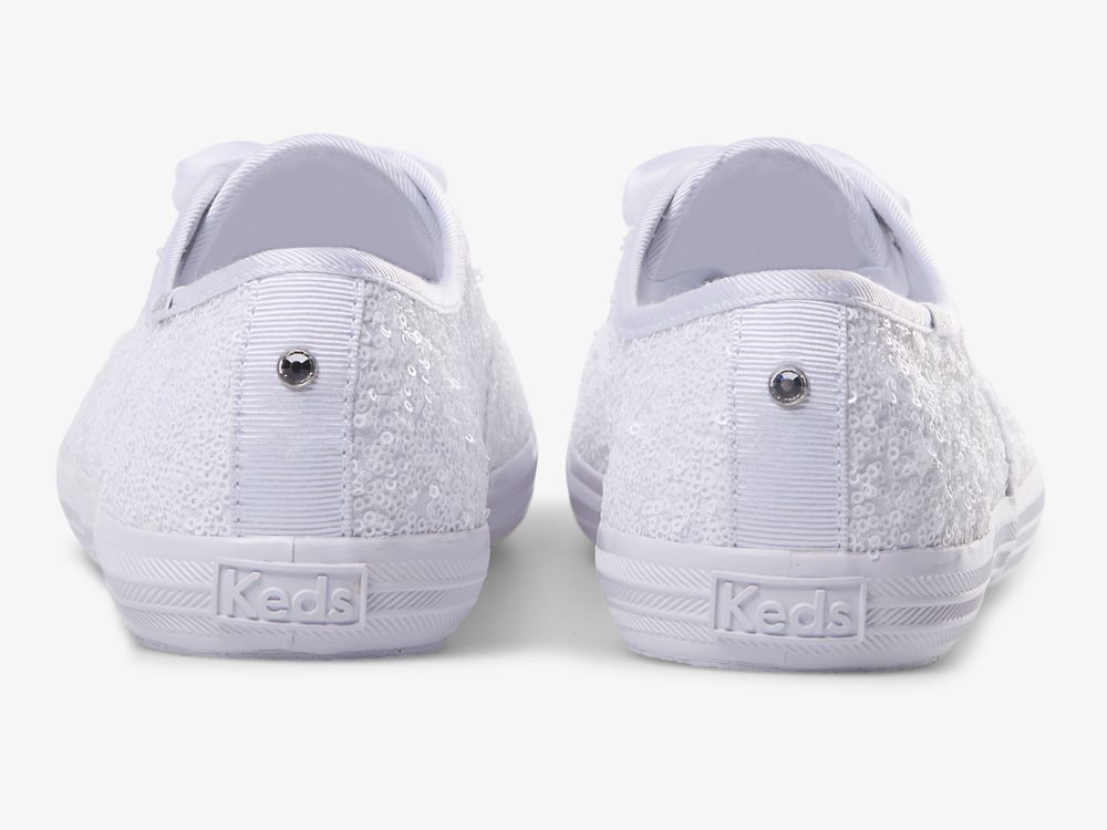 Dámské ŠněrovacíBoty Keds Champion Sequins Bílé | CZ-30752