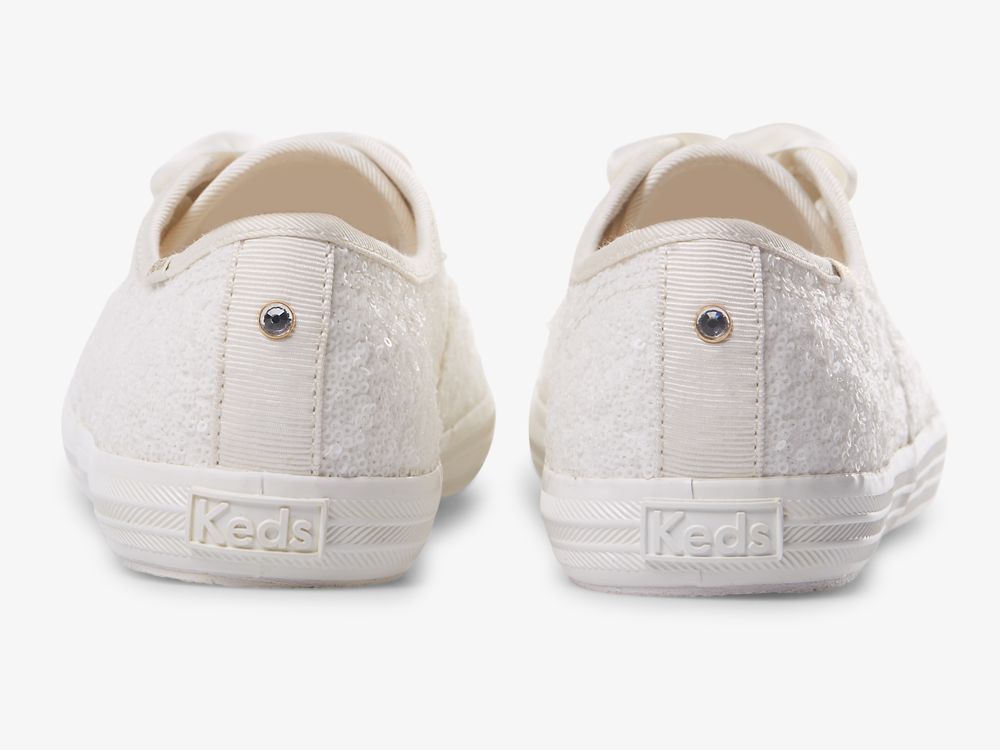 Dámské ŠněrovacíBoty Keds Champion Sequins Krém | CZ-64289