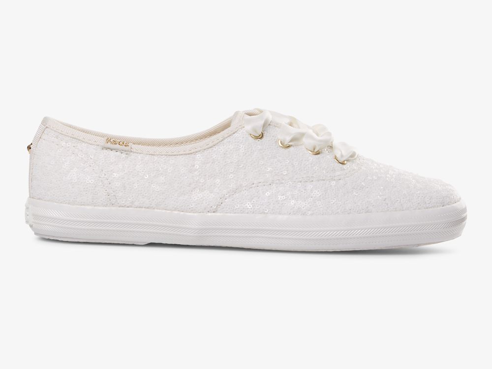 Dámské ŠněrovacíBoty Keds Champion Sequins Krém | CZ-64289