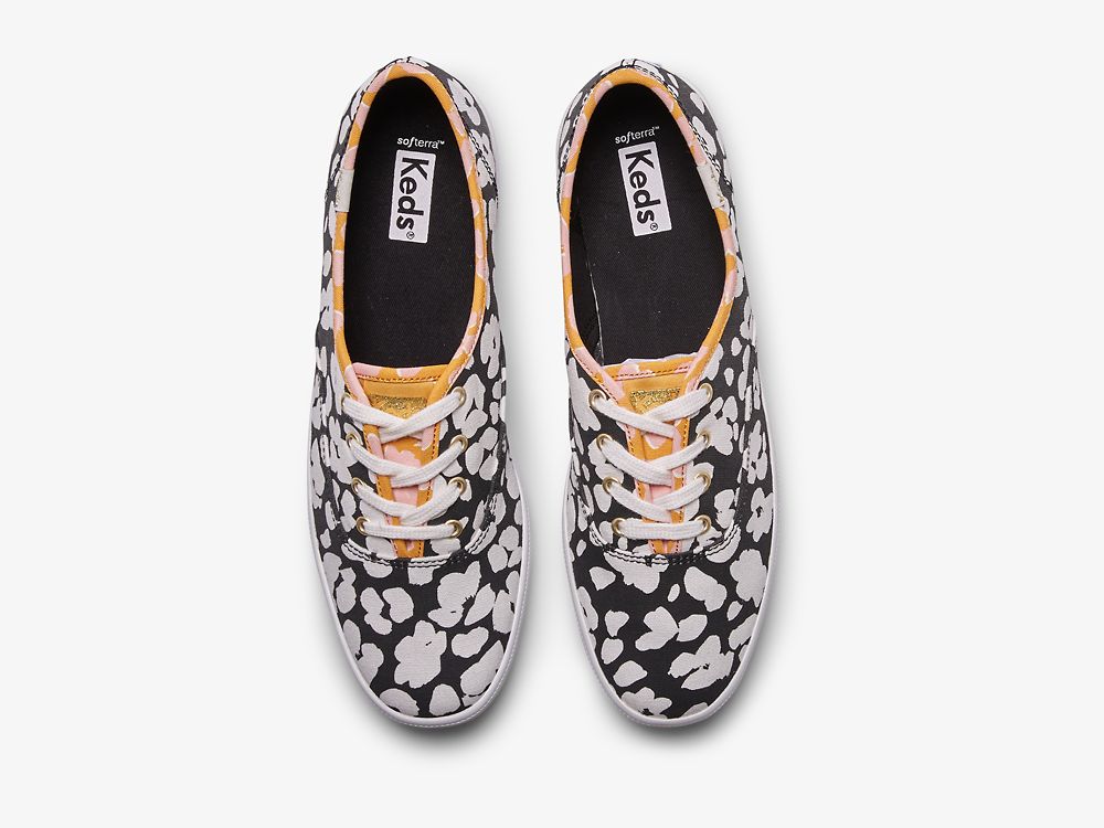 Dámské ŠněrovacíBoty Keds Champion Spot Print Černé Bílé | CZ-60333