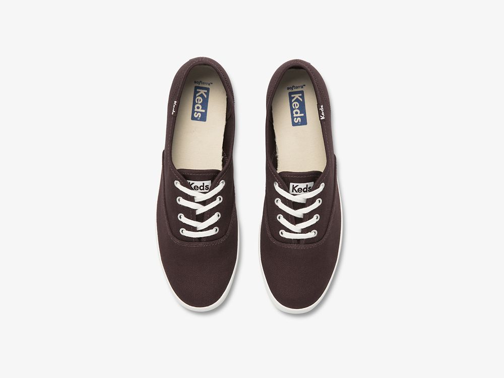 Dámské ŠněrovacíBoty Keds Champion Washable Feat. Organic Platene Vínové | CZ-96591