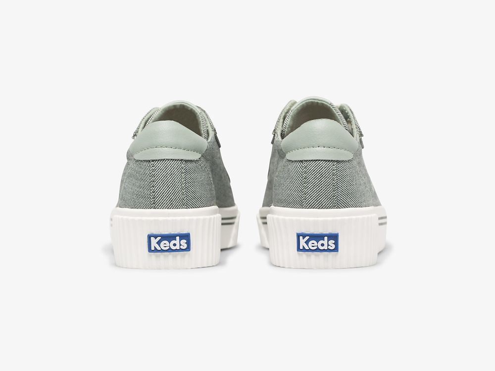 Dámské ŠněrovacíBoty Keds Crew Kick Alto Soft Twill Olivy Zelené | CZ-66238