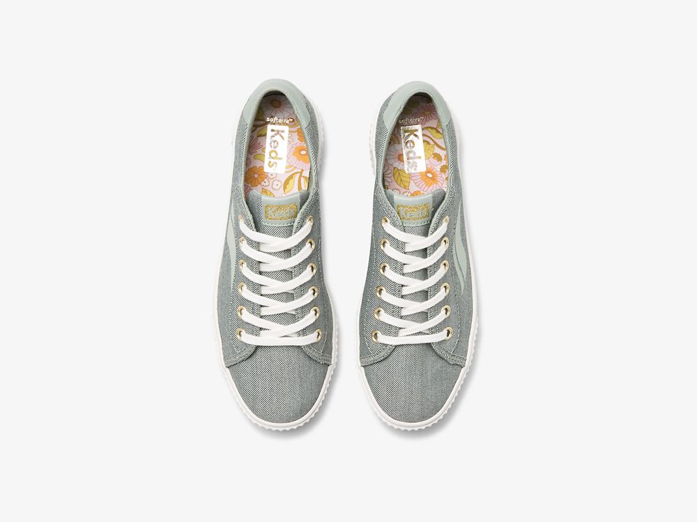 Dámské ŠněrovacíBoty Keds Crew Kick Alto Soft Twill Olivy Zelené | CZ-66238