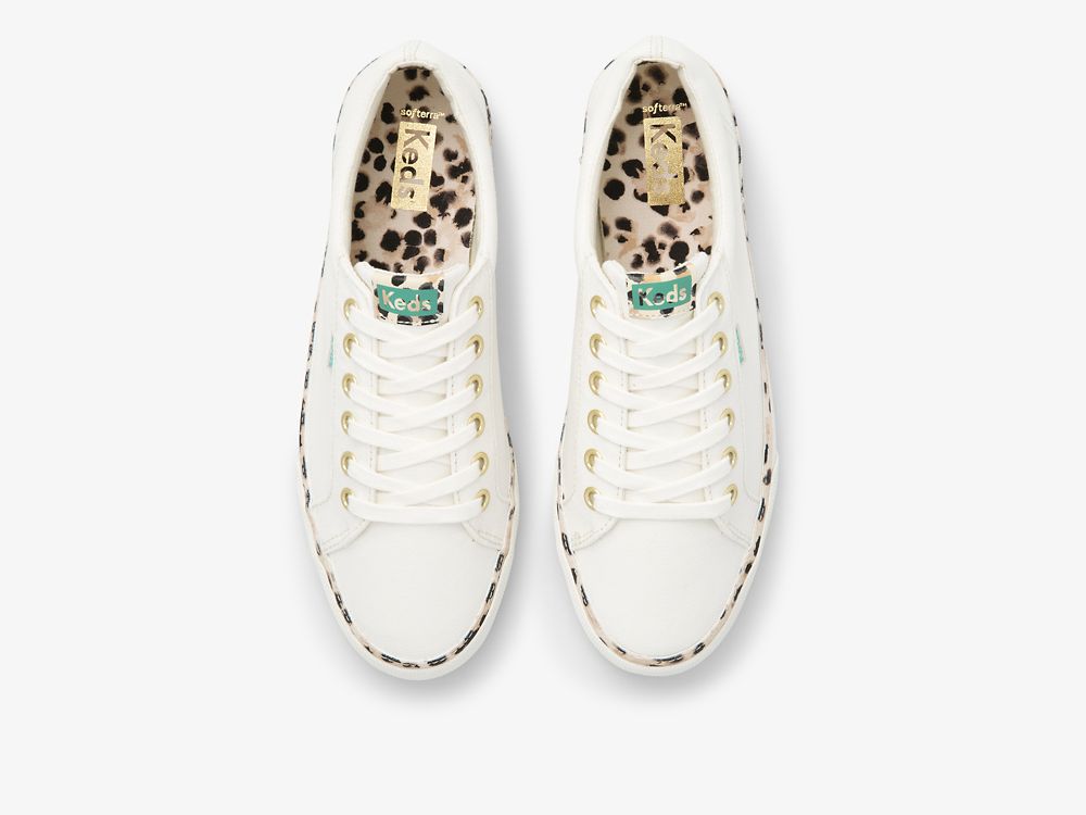 Dámské ŠněrovacíBoty Keds Jump Kick Leopard Pop Platene Krém | CZ-67971