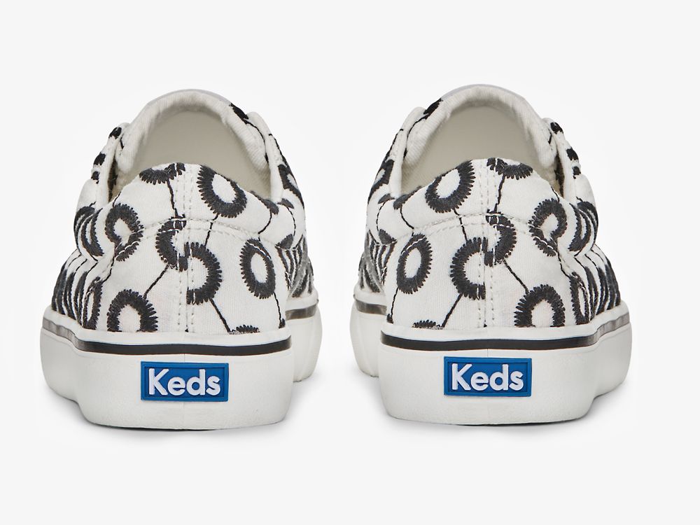 Dámské ŠněrovacíBoty Keds Jump Kick Mod Embroidered Bílé Černé | CZ-13259