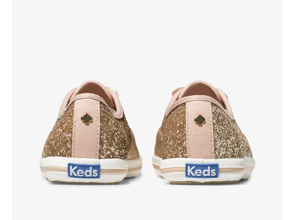 Dámské ŠněrovacíBoty Keds Kate Spade New York Champion Glitter Růžové Zlaté | CZ-33163