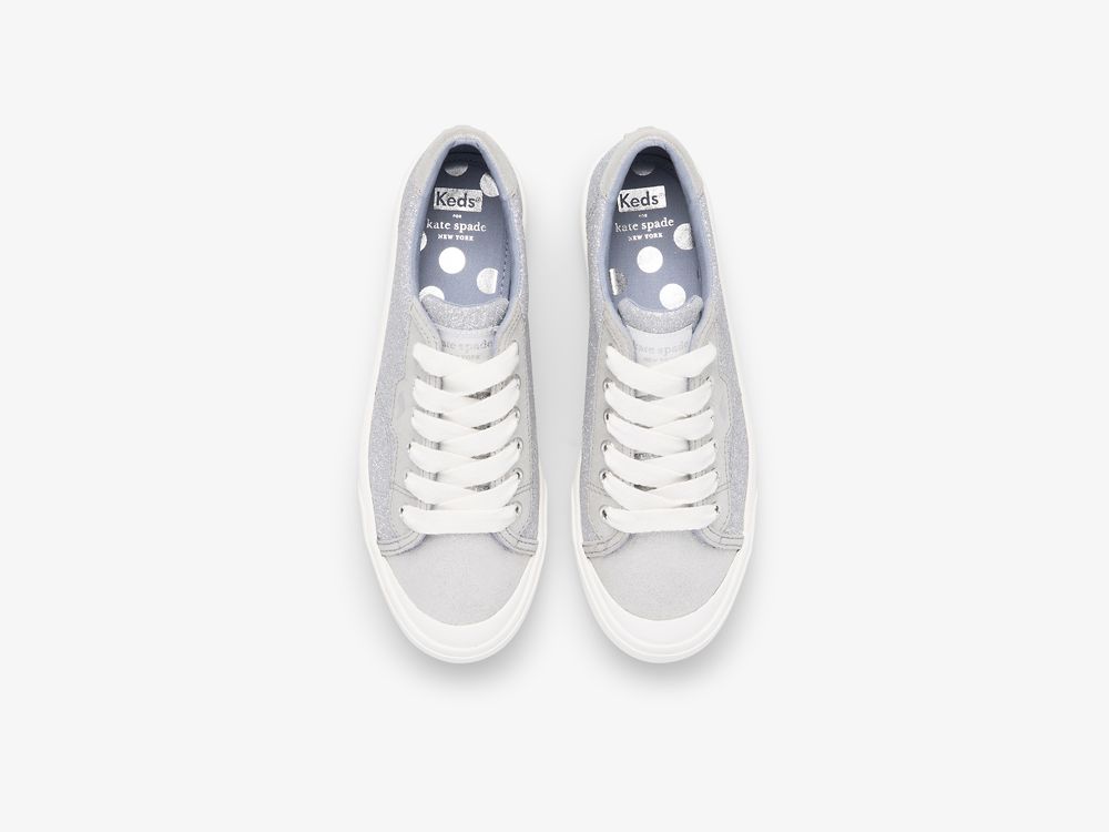 Dámské ŠněrovacíBoty Keds Kate Spade New York Crew Kick 75 Mixed Media Stříbrné | CZ-49884