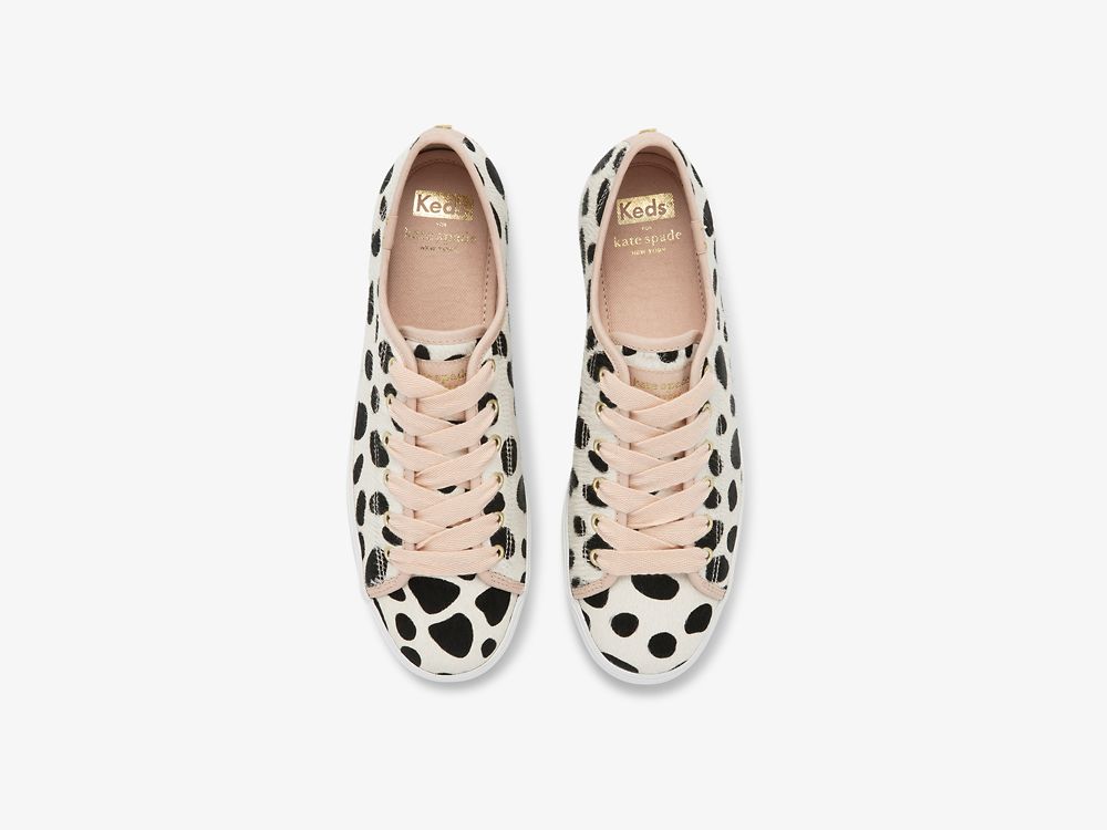 Dámské ŠněrovacíBoty Keds Kate Spade New York Triple Kick Oversized Dot Calf Hair Bílé Růžové | CZ-54512