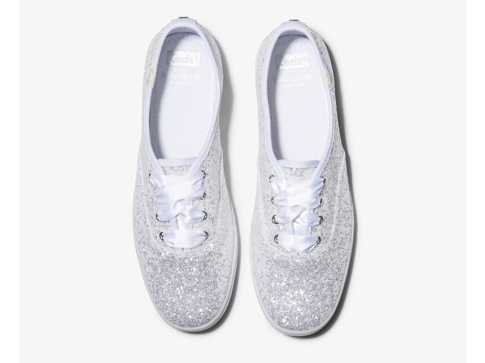 Dámské ŠněrovacíBoty Keds Kate Spade New York Champion Glitter Bílé | CZ-99321