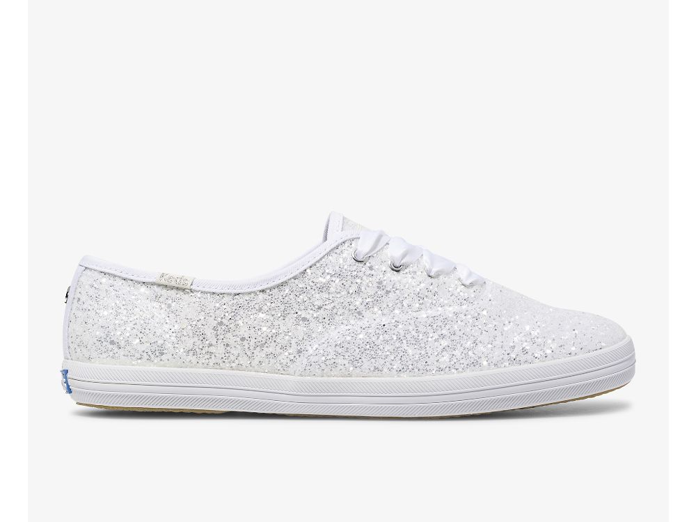 Dámské ŠněrovacíBoty Keds Kate Spade New York Champion Glitter Bílé | CZ-99321