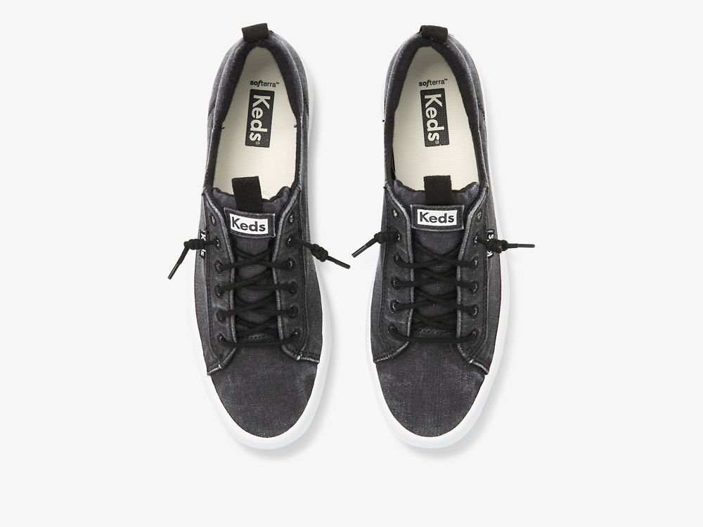 Dámské ŠněrovacíBoty Keds Kickback Platene Washable Černé | CZ-49607