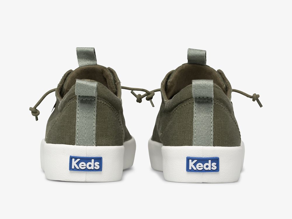 Dámské ŠněrovacíBoty Keds Kickback Washable Feat. Organic Bavlněné Olivy Zelené | CZ-10611