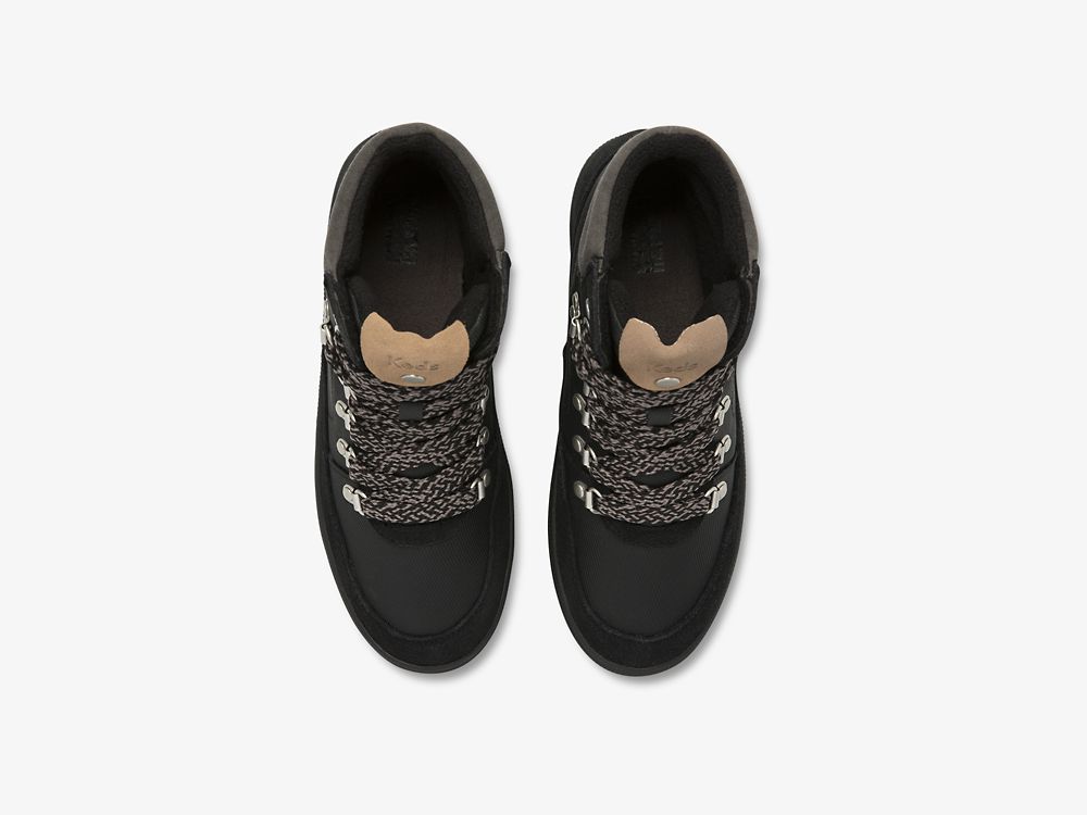 Dámské ŠněrovacíBoty Keds Midland Boot Semišové & Splash Twill w/ Thinsulate™ Černé | CZ-75953