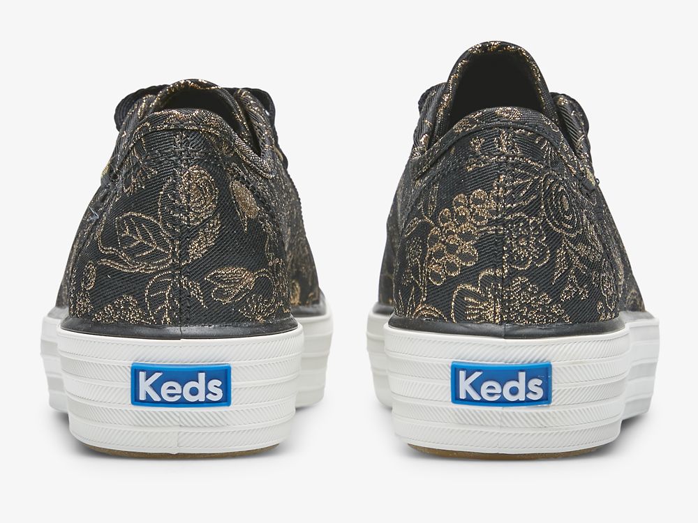 Dámské ŠněrovacíBoty Keds Rifle Paper Co. Triple Kick Colette Jacquard Černé | CZ-13908