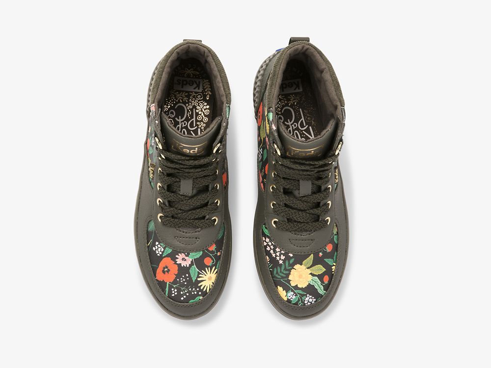 Dámské ŠněrovacíBoty Keds Rifle Paper Co. Scout Boot Vody-resistant Botanical Platene W/ Thinsulate™ Olivy Zelené | CZ-40682