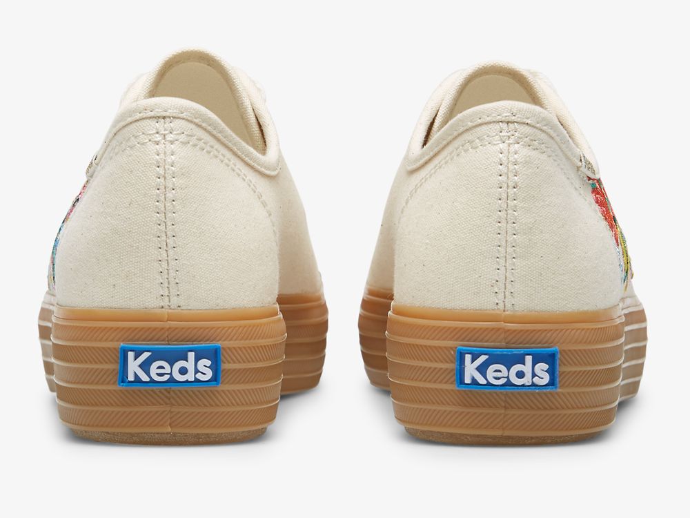 Dámské ŠněrovacíBoty Keds Rifle Paper Co. Triple Kick Embossed Garden Party Bílé Viacfarebný | CZ-41904