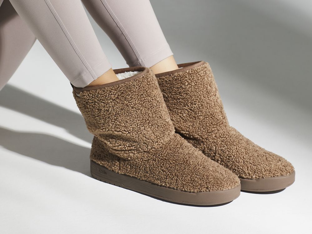 Dámské ŠněrovacíBoty Keds Tally Boot Faux Shearling Hnědé | CZ-59301