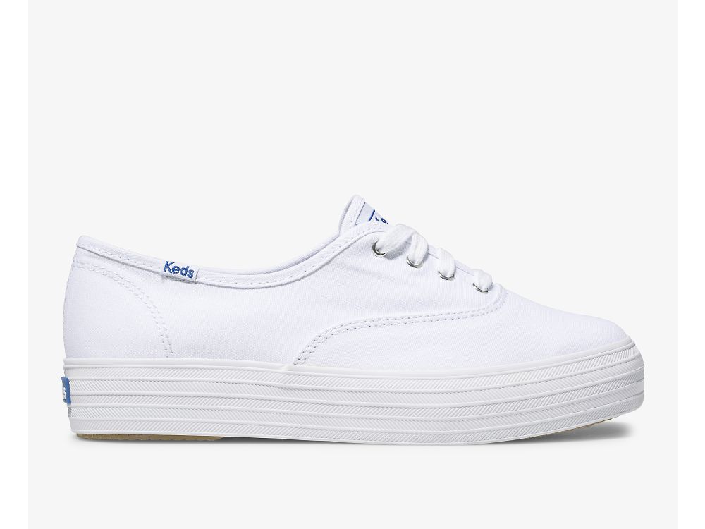 Dámské ŠněrovacíBoty Keds Triple Bílé | CZ-28896