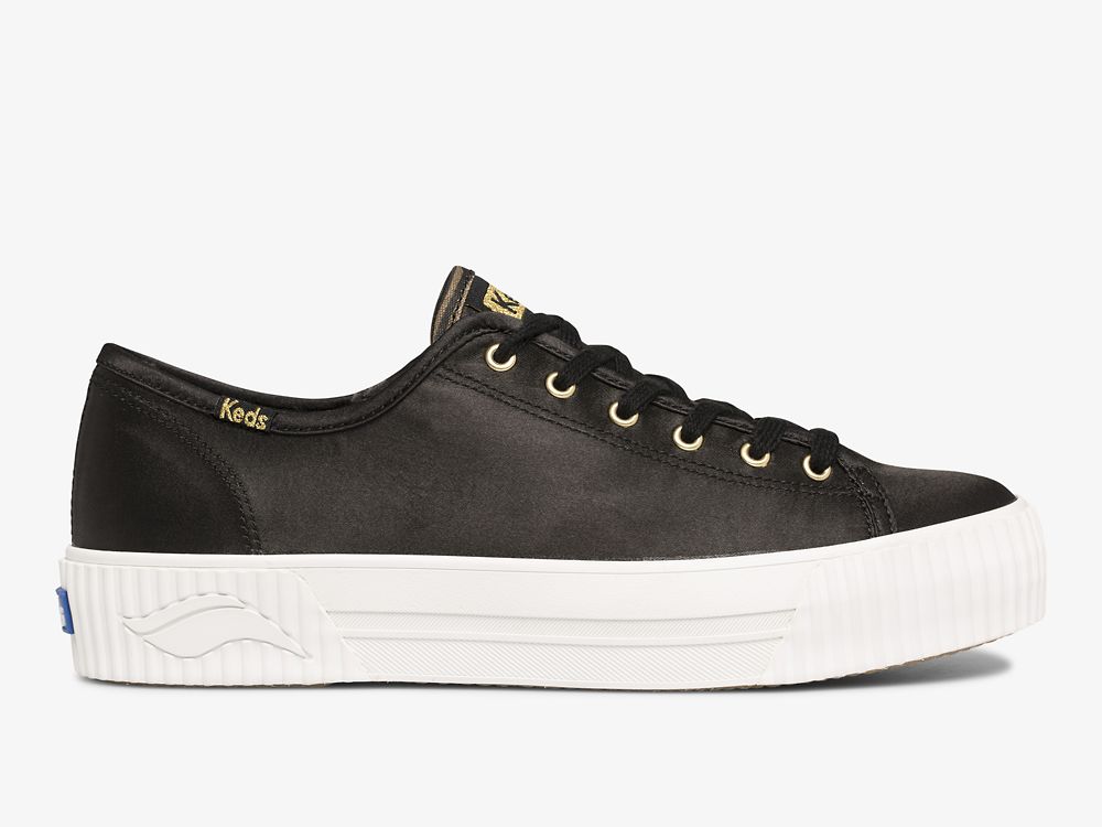 Dámské ŠněrovacíBoty Keds Triple Kick AMP Satin Černé | CZ-70062