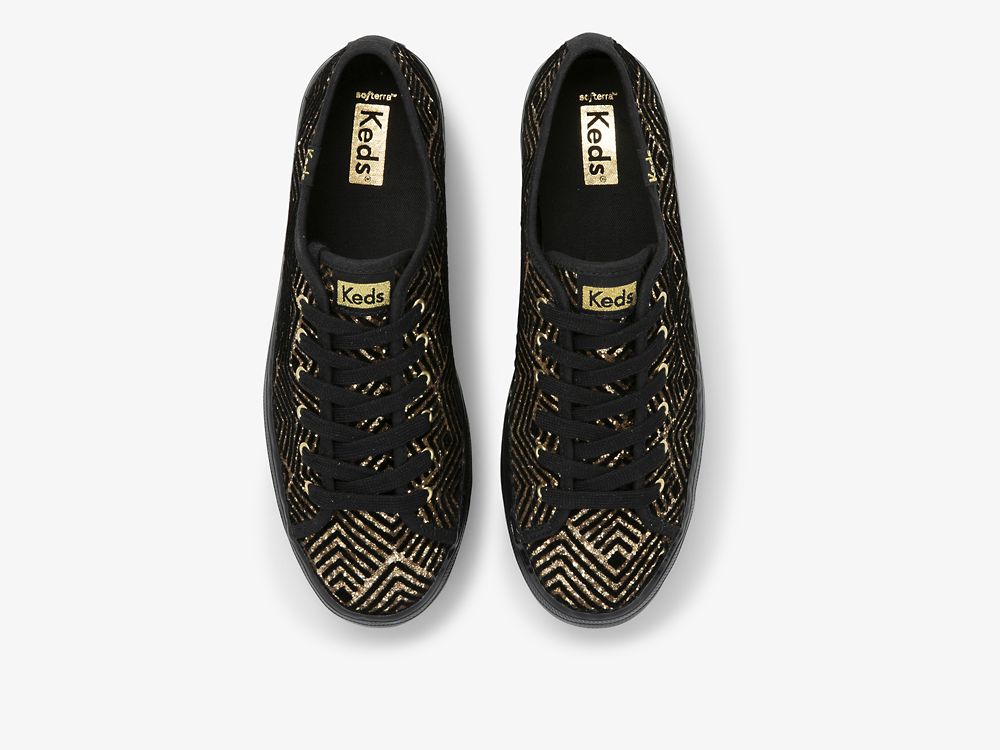 Dámské ŠněrovacíBoty Keds Triple Up Dazzle Černé Zlaté | CZ-74787