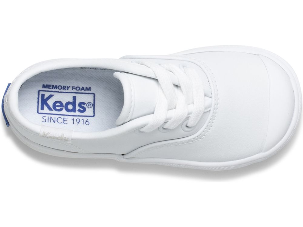 Dívčí Kůže Sneakers Keds Champion Špicí Cap Læder Sneaker Bílé | CZ-29109