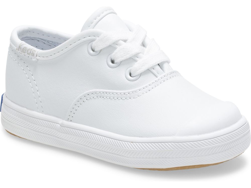 Dívčí Kůže Sneakers Keds Champion Špicí Cap Læder Sneaker Bílé | CZ-29109