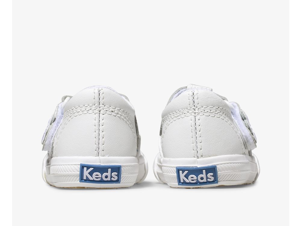 Dívčí Kůže Sneakers Keds Daphne T-Páskové Læder Sneaker Bílé | CZ-74806