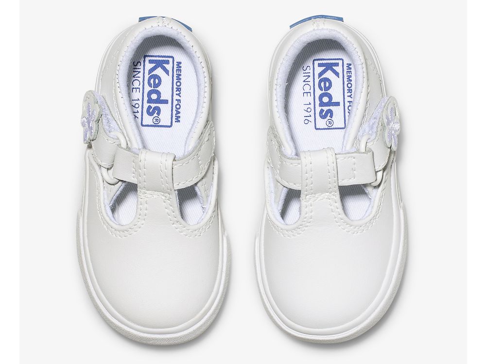 Dívčí Kůže Sneakers Keds Daphne T-Páskové Læder Sneaker Bílé | CZ-74806