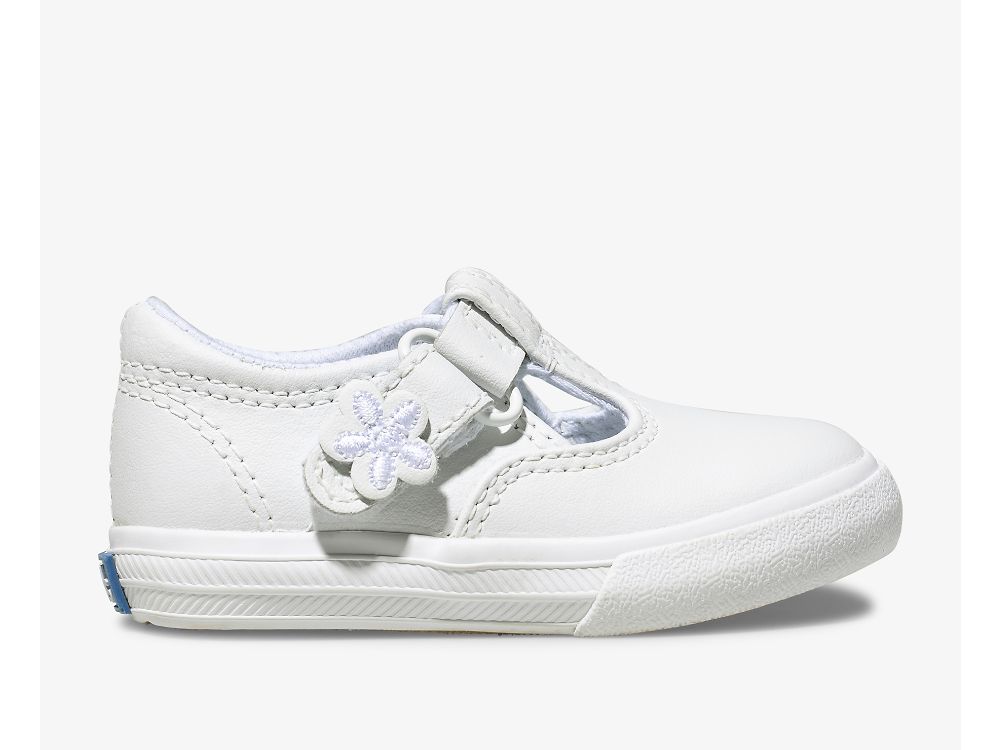 Dívčí Kůže Sneakers Keds Daphne T-Páskové Læder Sneaker Bílé | CZ-74806