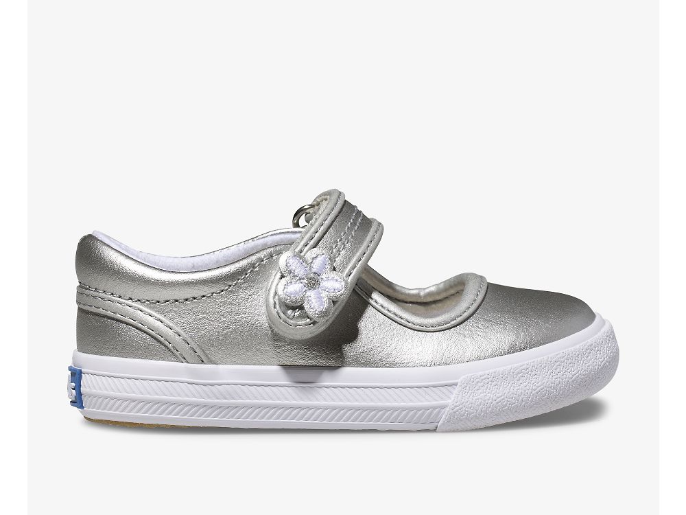 Dívčí Kůže Sneakers Keds Ella Mary Jane Stříbrné | CZ-95827