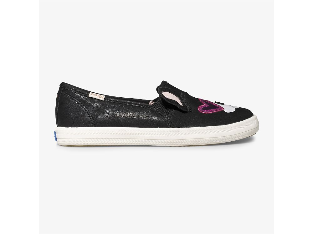 Dívčí Kůže Sneakers Keds Kate Spade New York Double Decker Francois Černé | CZ-11690