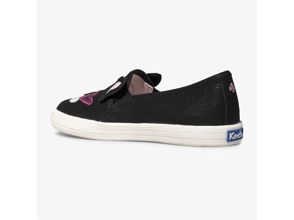 Dívčí Kůže Sneakers Keds Kate Spade New York Double Decker Francois Černé | CZ-11690