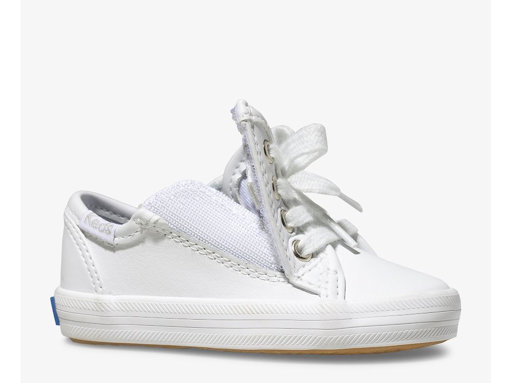 Dívčí Kůže Sneakers Keds Kickstart Jr. Læder Sneaker Bílé | CZ-07794