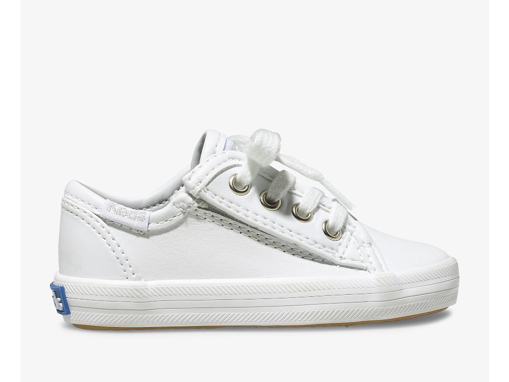 Dívčí Kůže Sneakers Keds Kickstart Jr. Læder Sneaker Bílé | CZ-25921