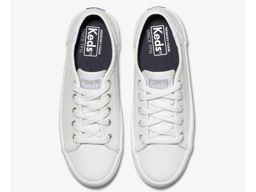 Dívčí Kůže Sneakers Keds Kickstart Sneaker Bílé | CZ-31171