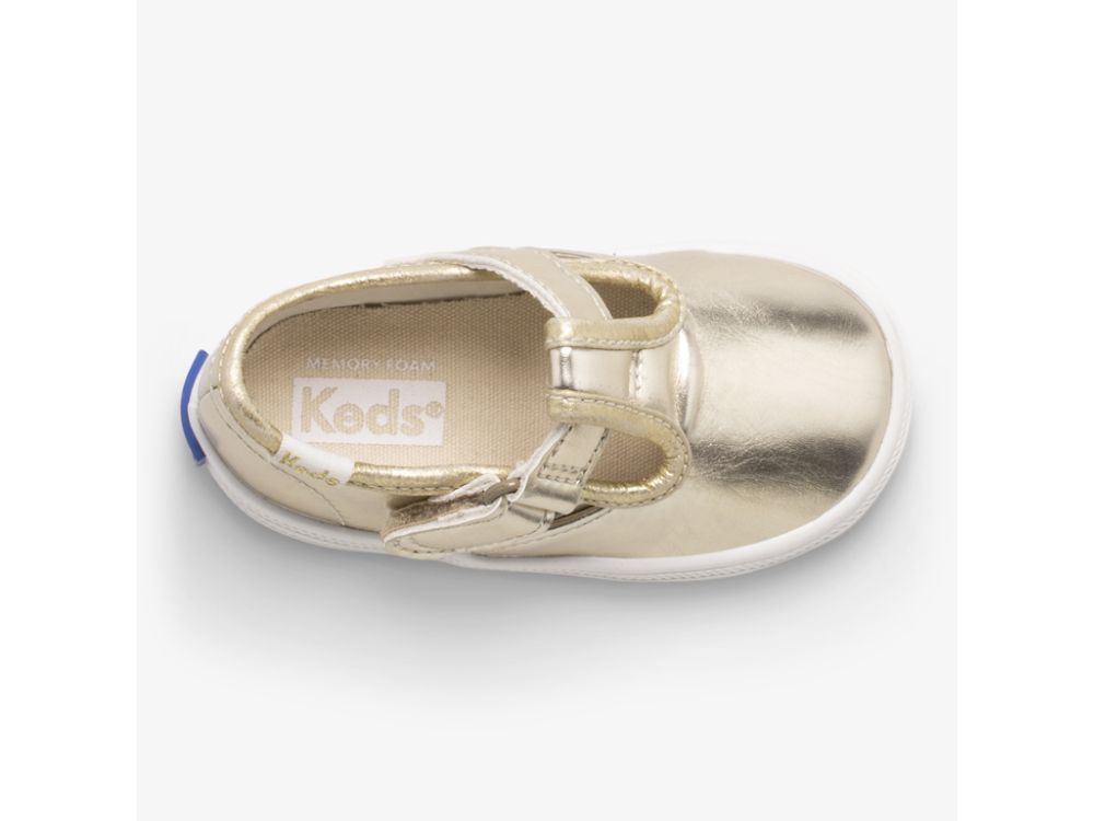 Dívčí SlipOnTenisky Keds Champion Špicí Cap T-Páskové Zlaté | CZ-00982