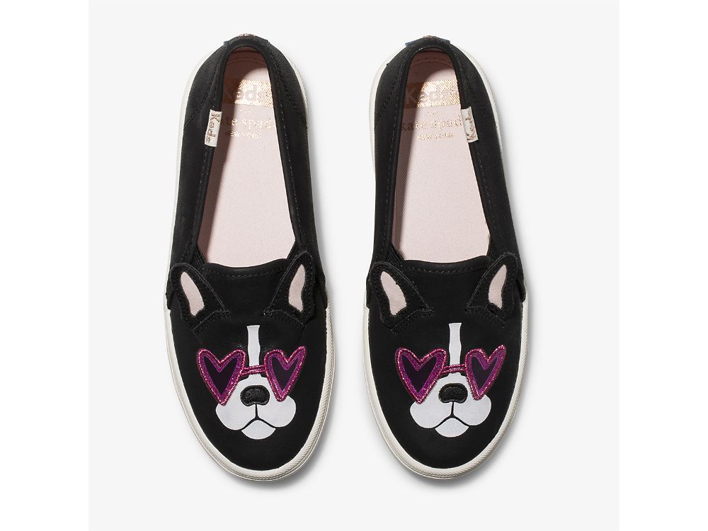 Dívčí SlipOnTenisky Keds Kate Spade New York Double Decker Francois Černé | CZ-19133